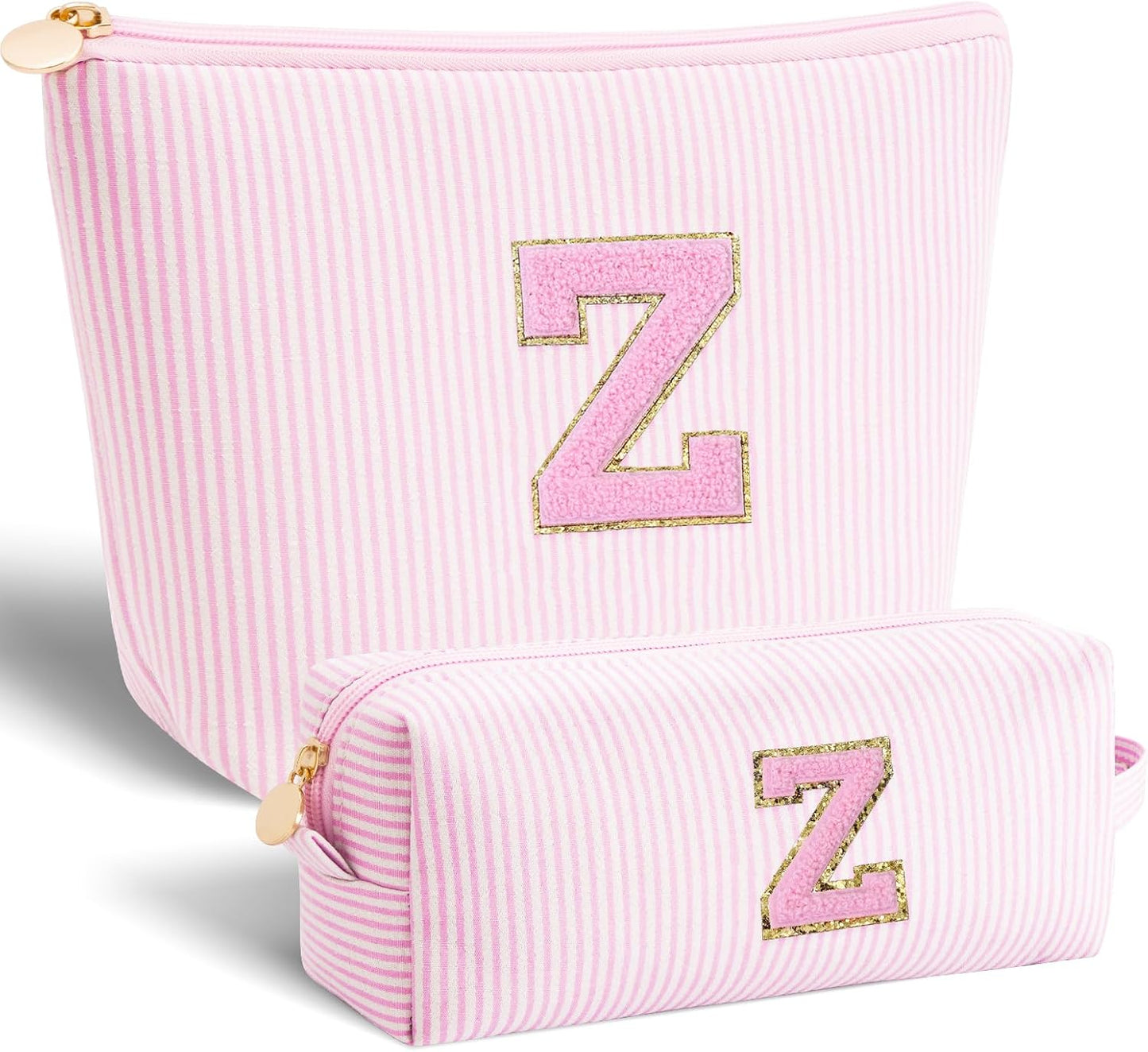 Personalized Makeup Bag for Women Girls - Fashion Cosmetic Bag Trendy Travel Toiletry Bag with Initials Letter - Teen Gifts - Pink,Z