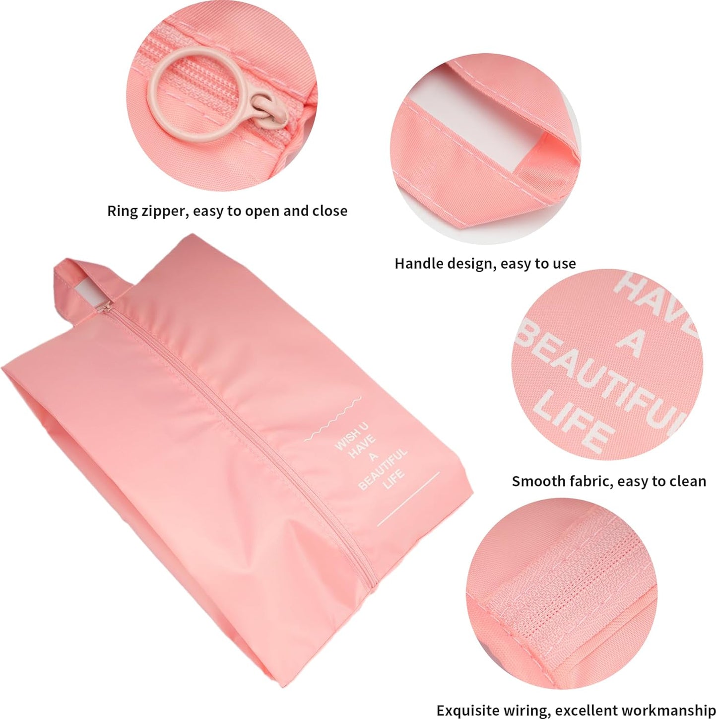 Shoe Bags for Travel, 2 Pack Large Multi-color Shoe Bags for Men Women, Waterproof Portable Shoe Organizer bag with Sturdy Zipper (Pink)