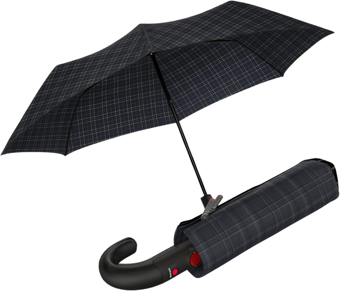 Knirps T.260 Medium Automatic Open Close Rain Umbrella with Curved Handle and Carrying Case - Compact Windproof Travel Umbrellas for Adults, 97cm Diamteter