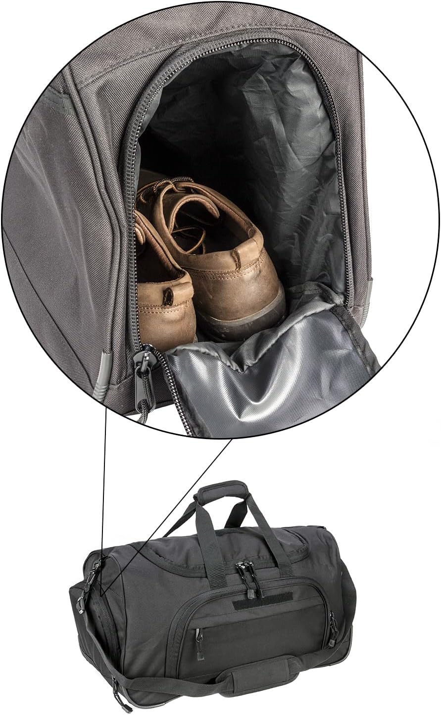 Gym Duffel Bag for Men Sports Duffel Bag with Shoe Compartment (BLACK-Model B)