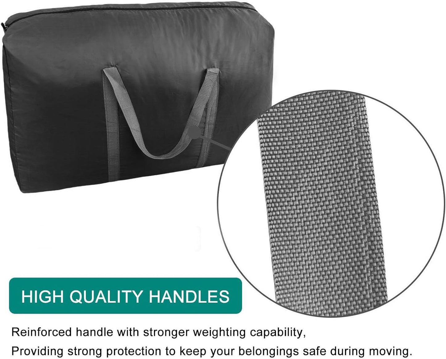 100L Extra Large Storage Bags, Big Moving Bags with Strong Zippers & Carrying Handles, Packing Bags for Moving, Storage, Travel and Camping, Storage Totes For Space Saving (Black, 4 Pack)