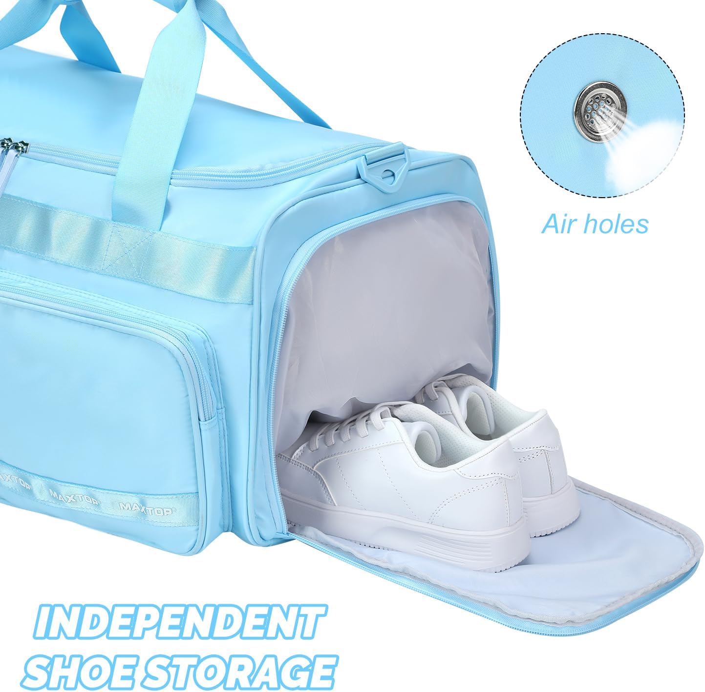 MAXTOP Gym Bag for Women Men Travel Duffle Bag Large Capacity Carry On Weekender Overnight Bag With Shoe Compartment Gym Tote Dry Wet Separation Duffel Bag for Travel