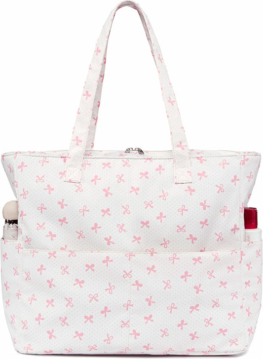 LEDAOU Large Beach Tote Bag Women Waterproof Sandproof Zipper Beach Tote Bag for Pool Gym Grocery Travel with Wet Pocket