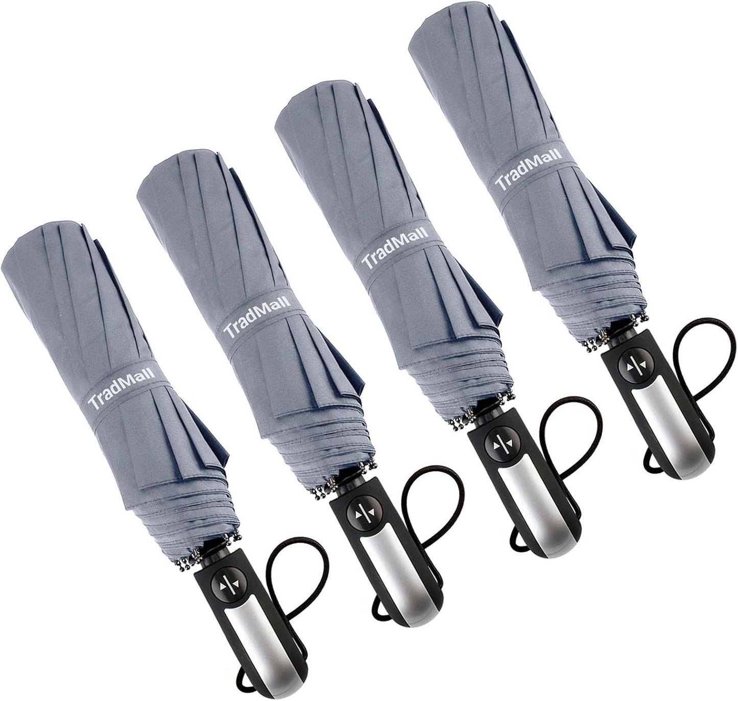 TradMall 4 Pack Travel Umbrella Windproof Portable 46 Inches Large Canopy Ergonomic Handle Auto Open & Close