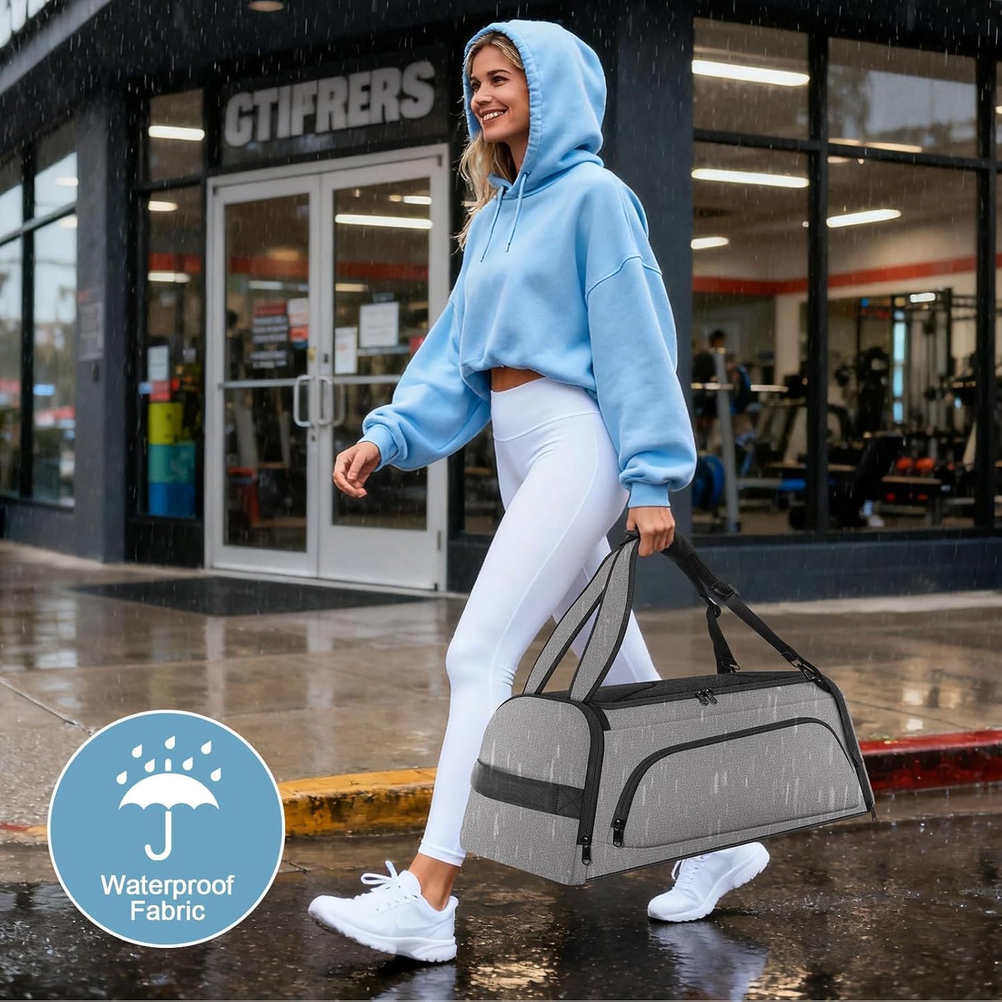 Gym Bag for Women Men, Duffle Travel Bag with Shoes Compartment and Wet Pocket, Waterproof Overnight Carry On Bag Backpack with Two Elastic Bottle Holders for Travel, Workout, Sports, Weekend - MIYCOO