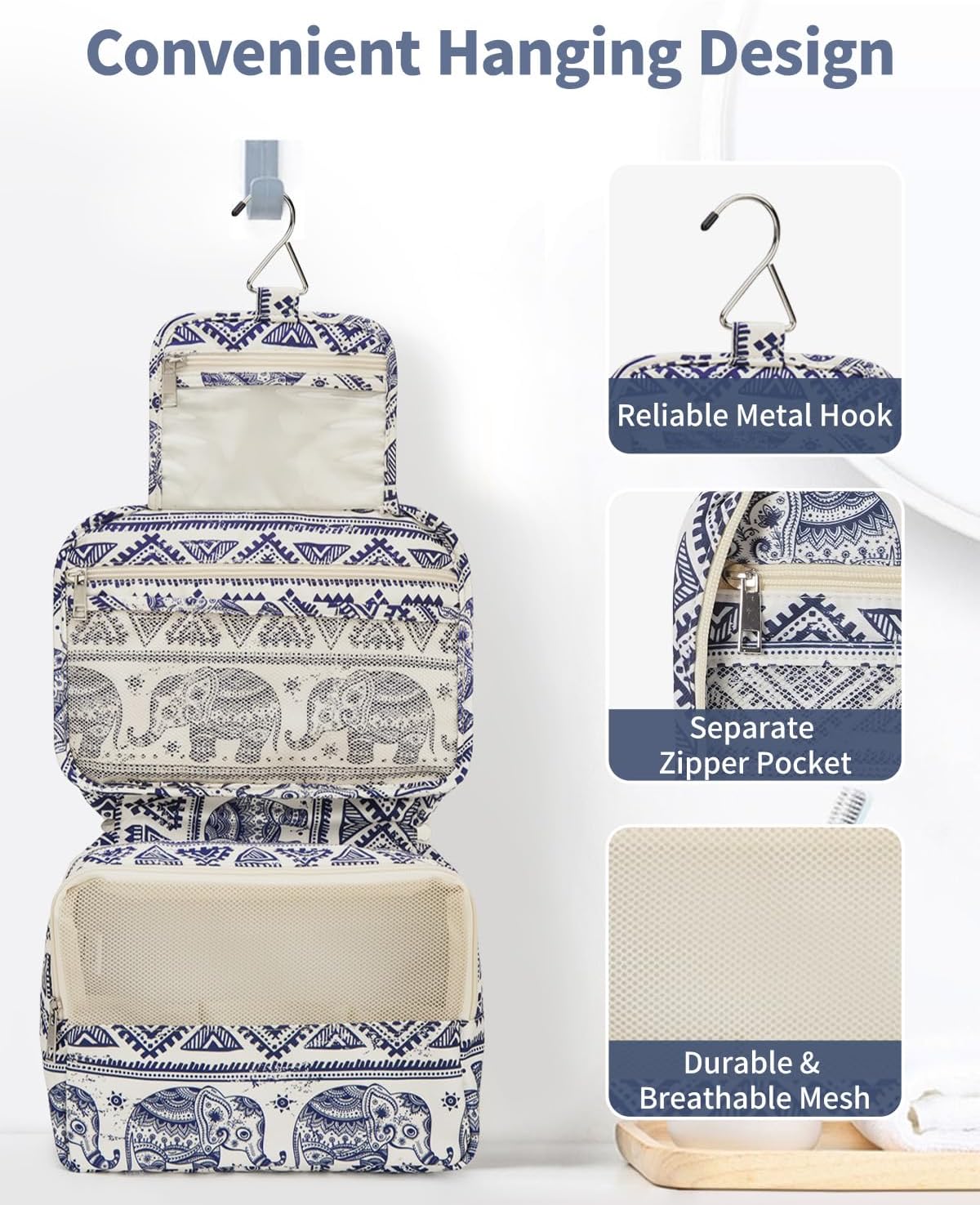 Narwey Small Hanging Travel Toiletry Bag for Women, Travel Bag for Toiletries, Makeup Bag Organizer Cosmetic Bags Make Up Bags for Girls