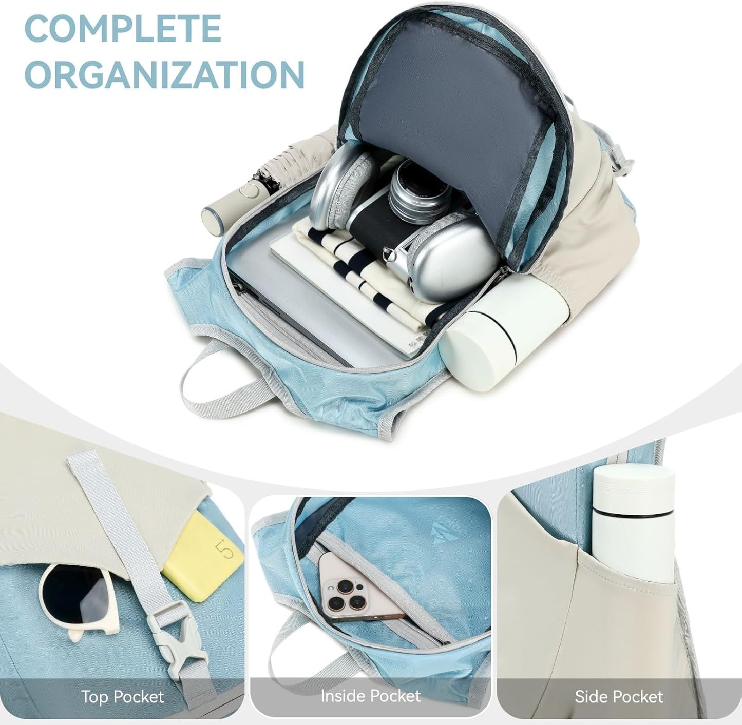 15L Small Hiking Backpack for Women Men Lightweight Packable Backpack Foldable Casual Daypack for Camping Travel Outdoor, Blue