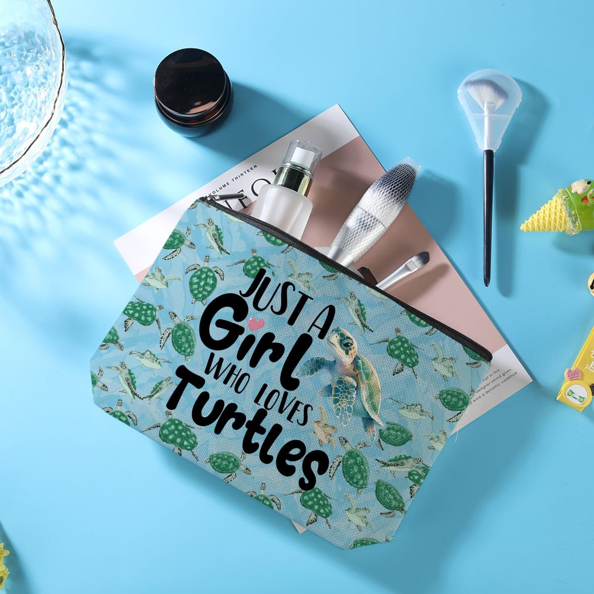 Sea Turtle Gifts, Girl Gifts Makeup Bag, Turtle Gifts for Women, Turtle Stuff for Female Girl Sister Friend Animal Lovers Turtle Lovers Birthday Graduation Friendship, Cosmetic Bag Travel Toiletry Bag