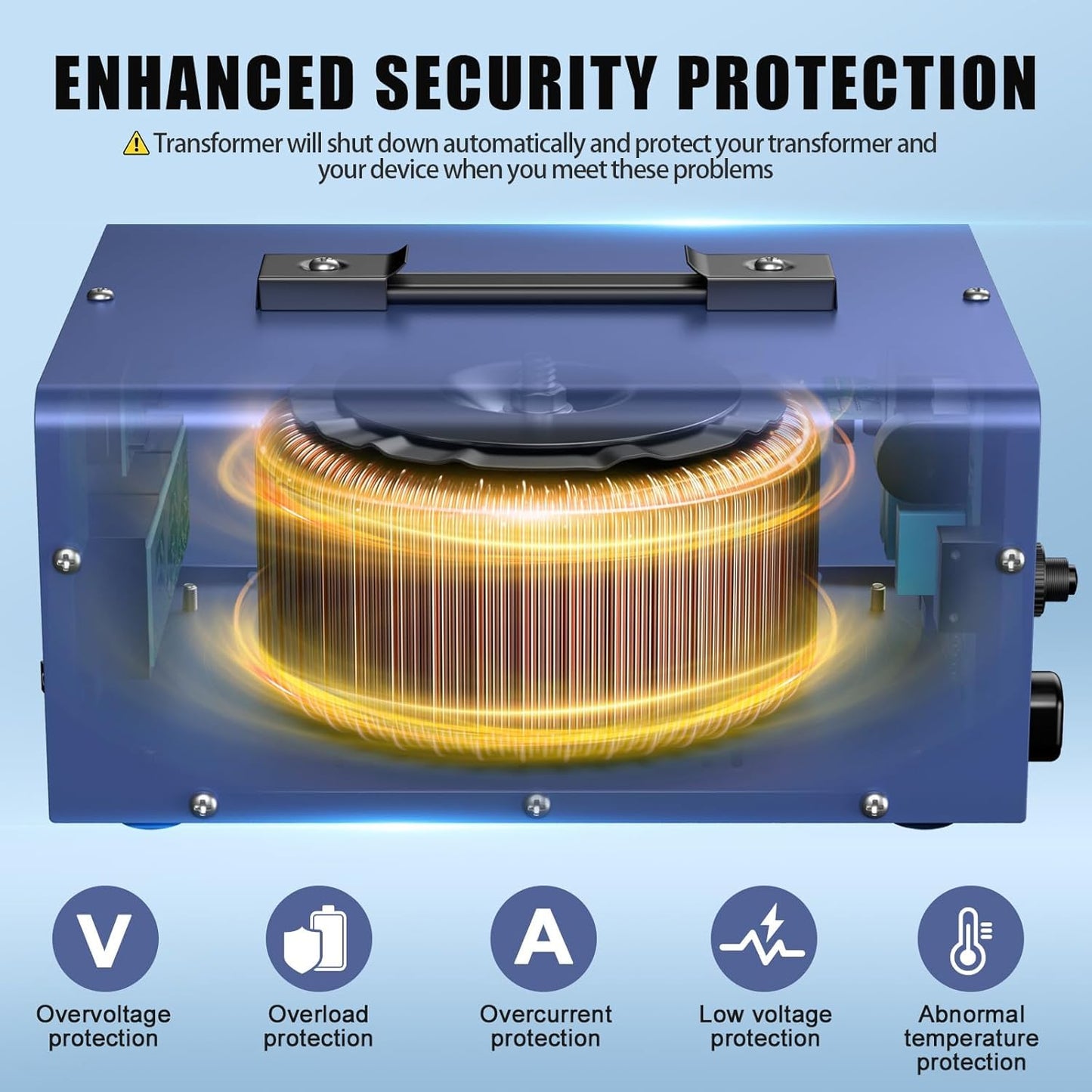10000W Voltage Converter Auto Transformer,110/120/220/240V Heavy Duty Step Up/Down Power Converter Transformer with 3 US Outlets,3 Universal Outlets, LCD Display,Resettable Circuit Breaker Protection