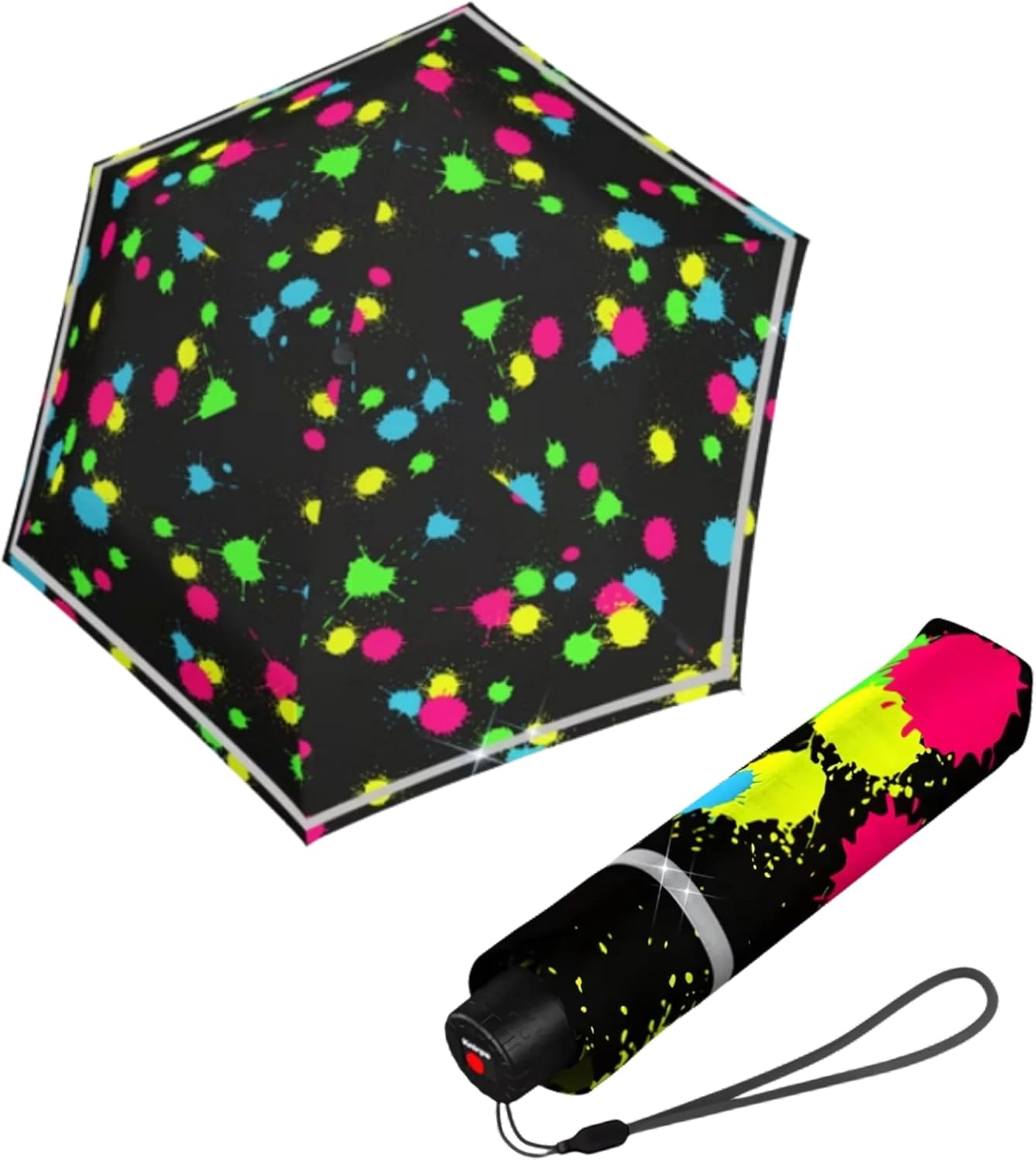 Knirps Rookie Manual Rain Umbrella for Elementary and Middle School Kids – 35.4" Canopy with Reflective Safety Stripe, Carrying Case Included