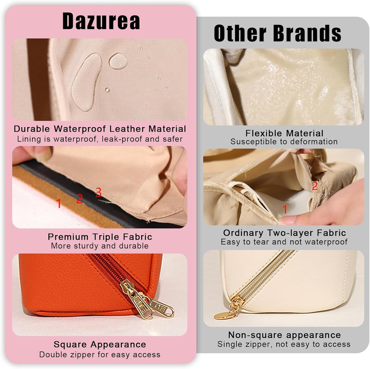 Personalized Travel Makeup Bag, Customized Large Capacity Cosmetic Bag with Printed Name Initials, PU Leather Toiletry Bag for Women, Wide Open Portable Pouch with Divider and Handle, Mothers Day Gift