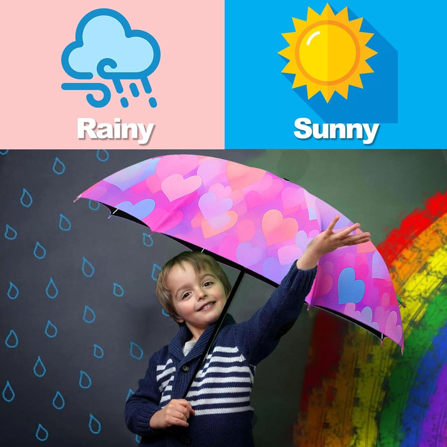 Small Travel Folding Umbrella for Girl, Portable, UV, SunShade, Compact, Automatic, Rain & Wind