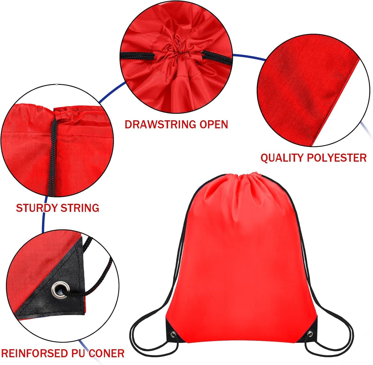 150Pcs Drawstring Backpack Bulk Cinch Sackpack Drawstring Bags Nylon for Gym Party Trip(Red)
