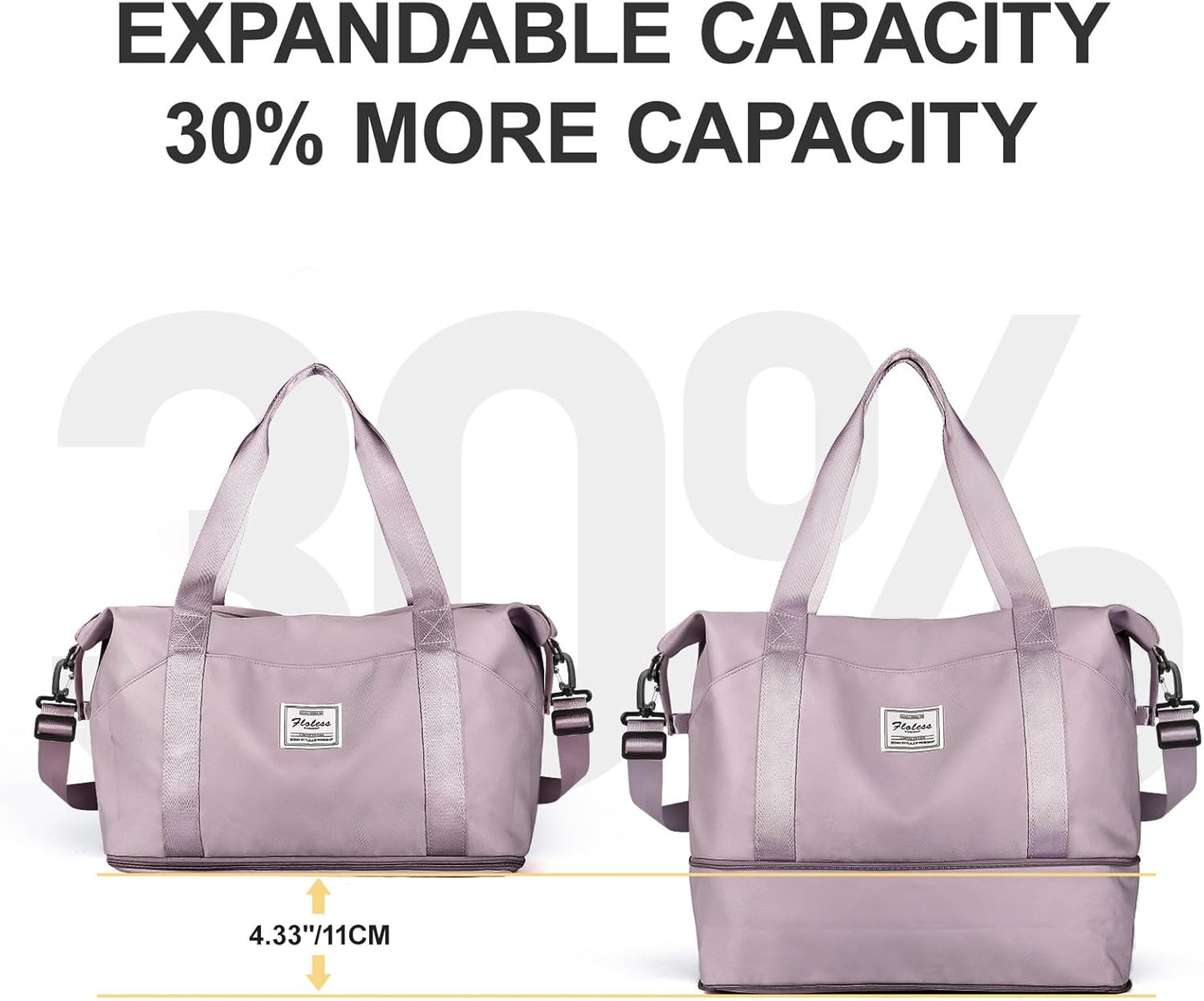 Travel Duffel Bag, Sports Tote Gym Bag, Shoulder Weekender Overnight Bag for Women