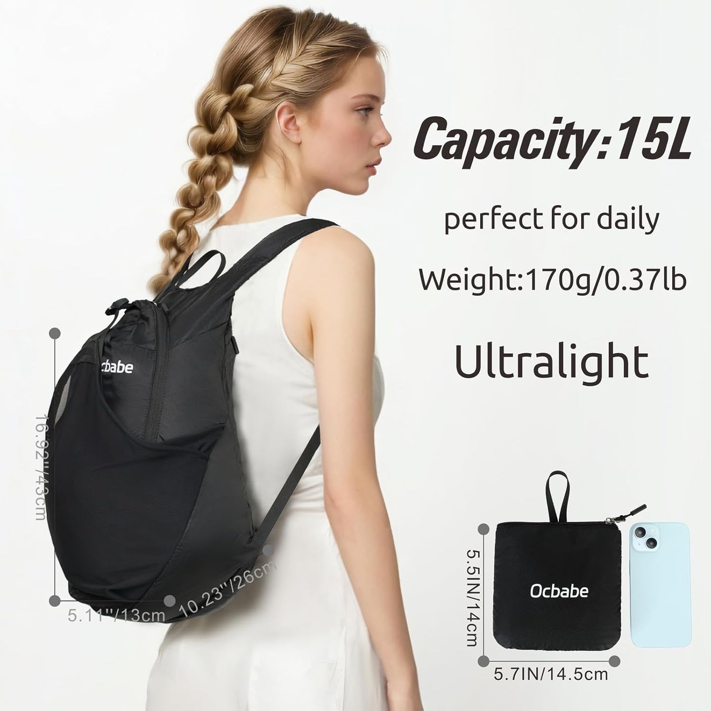 15L/25L Small Packable Lightweight Backpack Hiking Daypack Water Resistant Foldable Outdoor Camping Travel Bag for Women Men