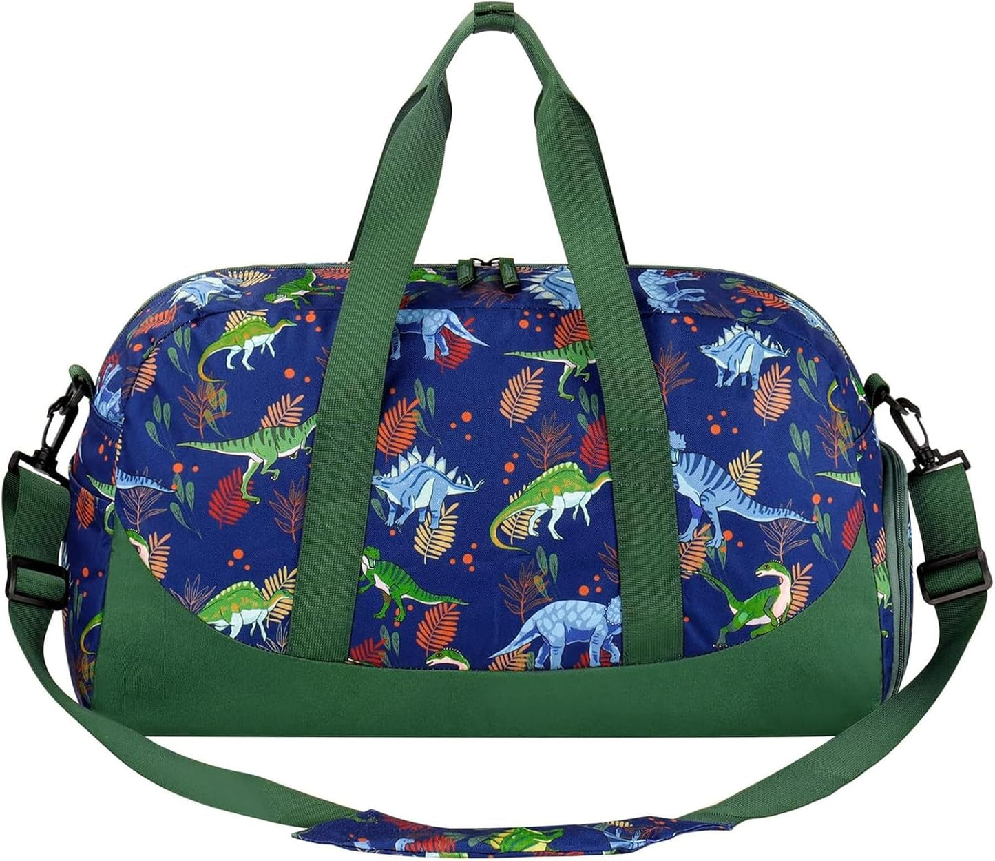 Choco Mocha Kids Dinosaur Duffle Bag - Boys Travel & Overnight Bag for Toddlers - Green