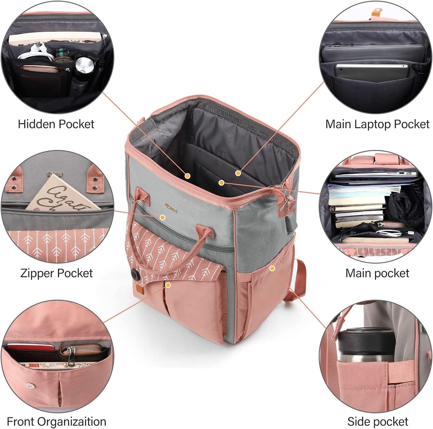 17.3 Inch Laptop Backpack for Women, Travel Anti Theft School Backpack with USB Charging Port, Water Resistant College School Computer Bag Gifts for Women, Girls, Teacher