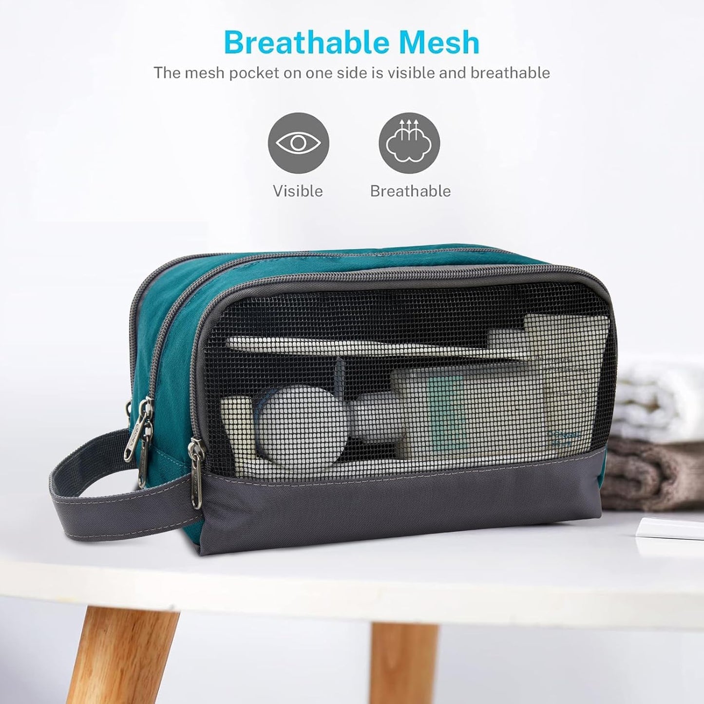 Gonex Travel Toiletry Bag Nylon, Shaving Bag Toiletry Organizer Peacock Green