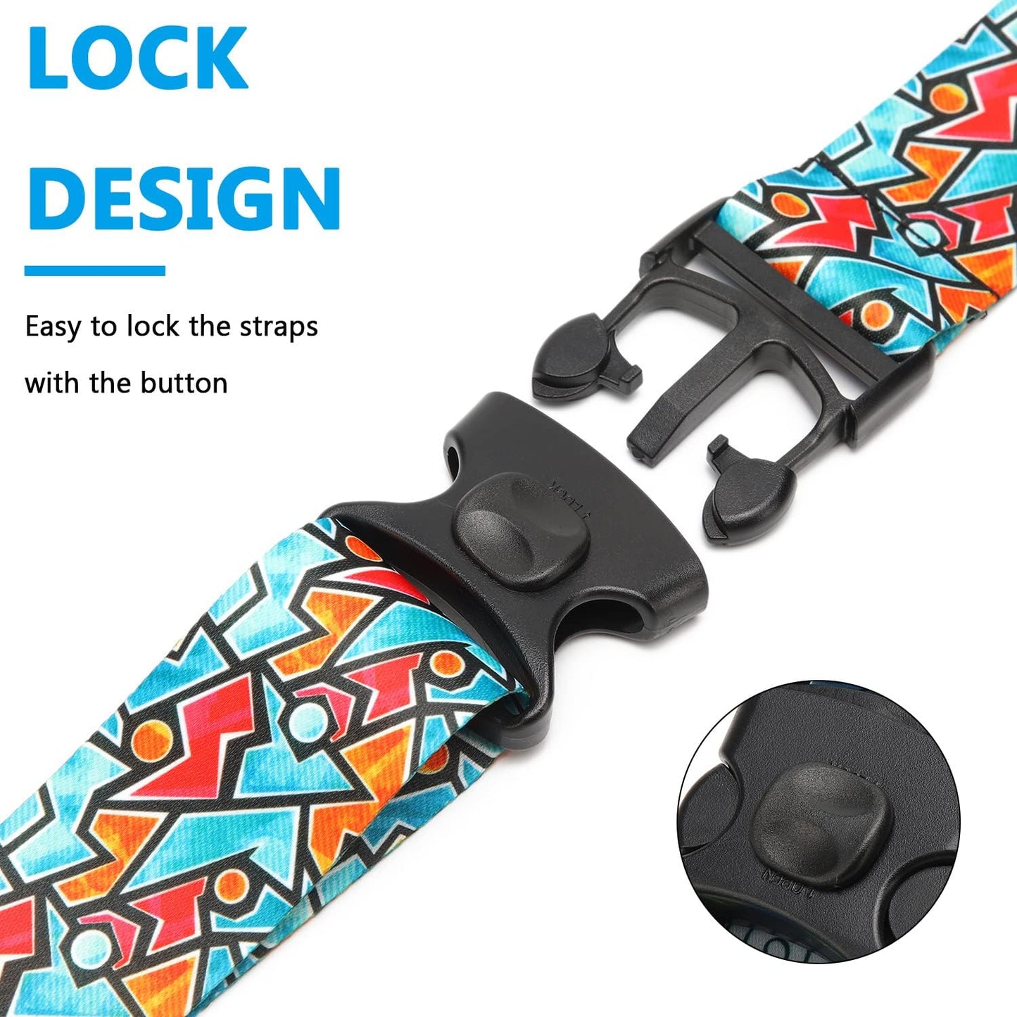 2 Pack 75'' x 2'' Adjustable Luggage Straps for Suitcase Belt Travel Bag Packing Straps Accessories (Lightning)