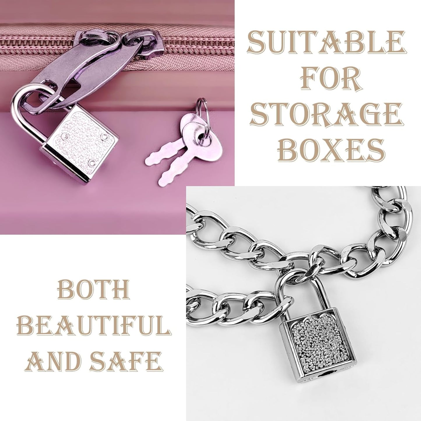 10 Pack Mini Diary Padlock, Small Locks with Keys, Tiny Luggage Locks for Travel, Journal, Jewelry, Backpack, Boxes (Square, 10)