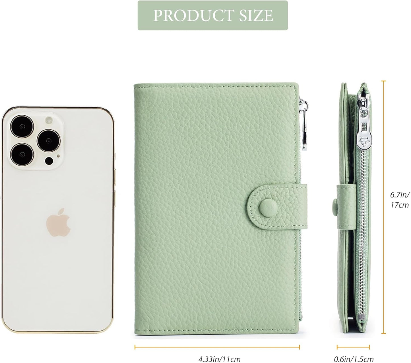 Leather Passport Holder for Women, Slim RFID Blocking Travel Wallet, Compact Passport Wallet with Zippered Coins Pocket and SIM Slots, Ladies Passport Cover Case