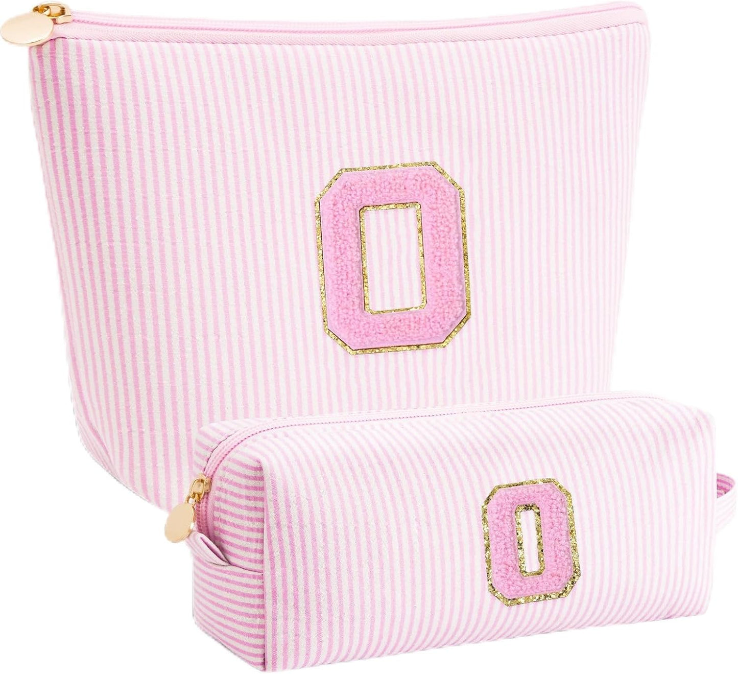 Personalized Makeup Bag for Women Girls - Fashion Cosmetic Bag Trendy Travel Toiletry Bag with Initials Letter - Teen Gifts - Pink,O