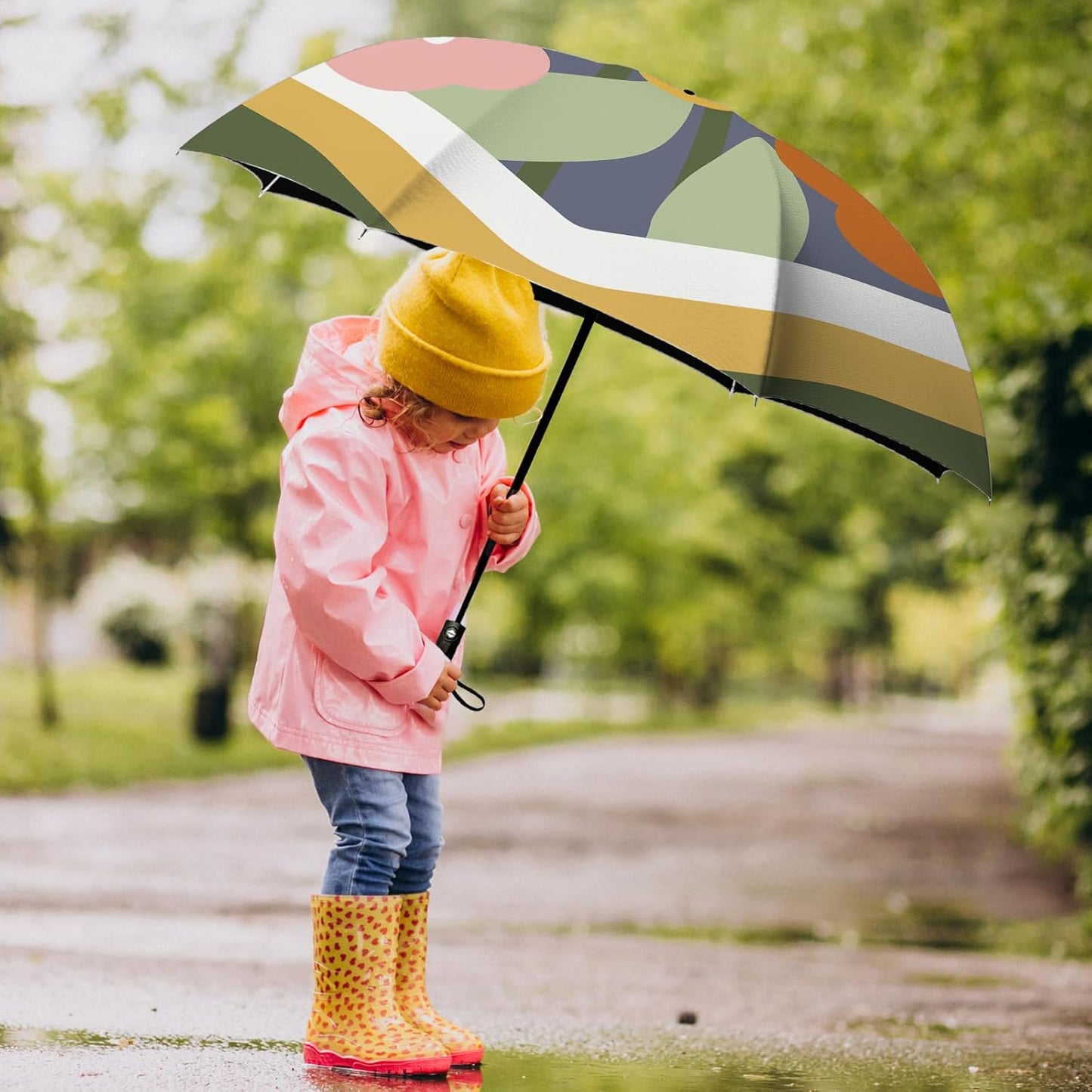 Small Compact Travel Automatic Folding Umbrella for Women, Portable Lightweight, Rain, Wind, UV Sun Shade