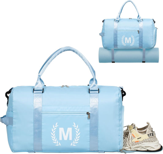 Gym Bag for Women, Personalized Duffle Bag with Shoe Compartment, Sports Bag for Yoga & Dance with Wet Pocket and Mat Strap.
