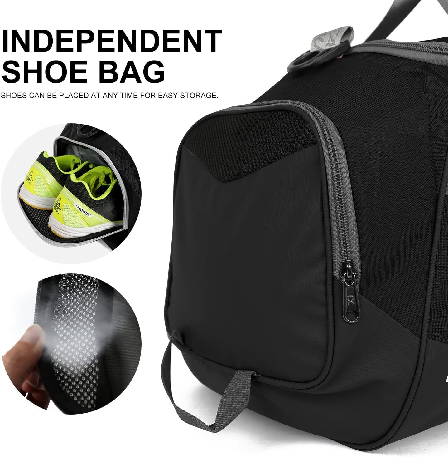 Sports Gym Bag，INOXTO Travel Duffel Bag with Dry Wet Pocket And Shoe CompartmentFor Women and Men，40L/55L Fitness Waterproof Weekender Bag For Swim Sports Travel Working Out (Black white, 40L)