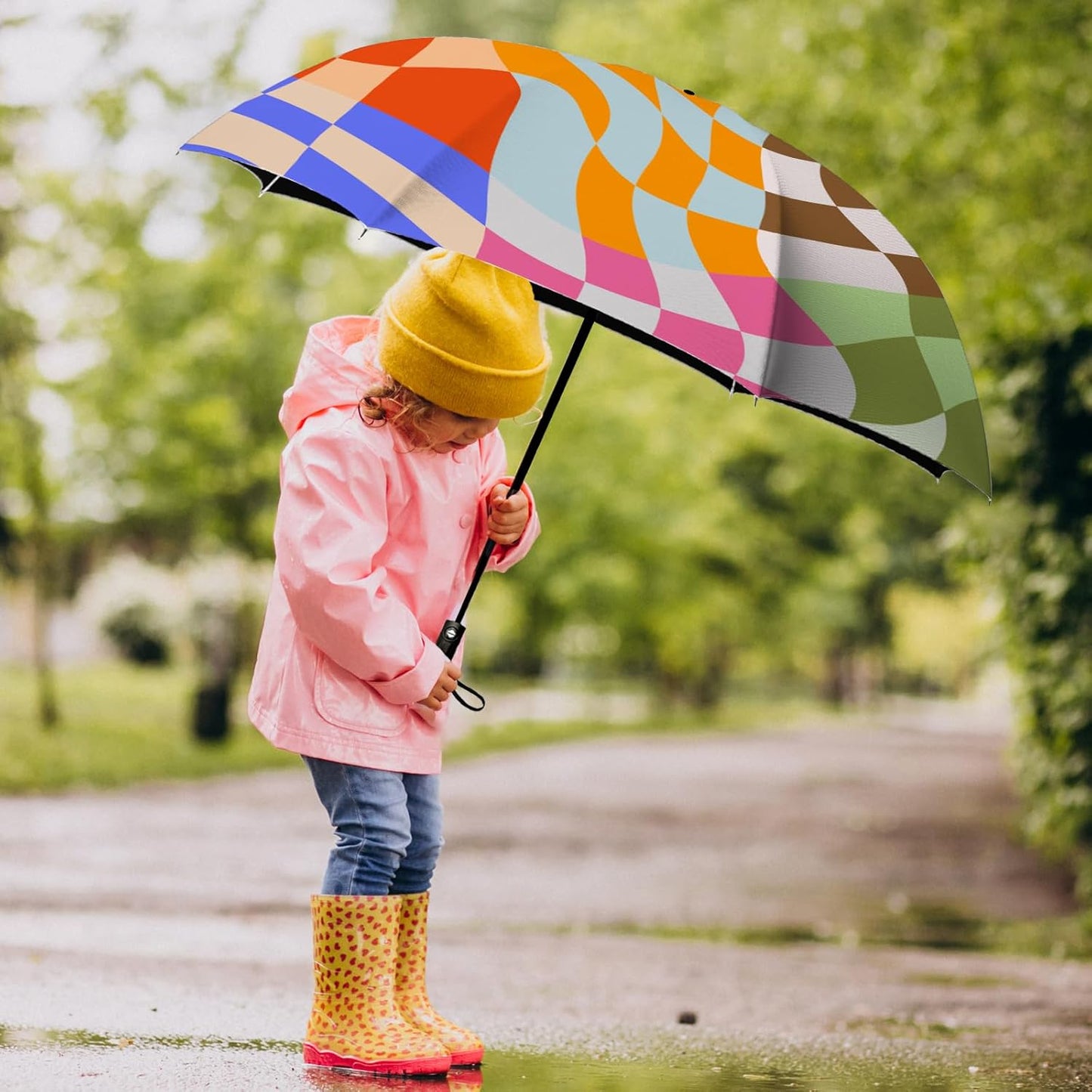 Small Compact Travel Automatic Folding Umbrella for Women, Portable Lightweight, Rain, Wind, UV Sun Shade