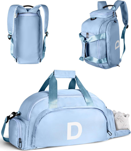 Teen Girls Gifts Trendy Stuff, Initial Gym Bags with Shoe Compartment, Dance Bag for Girls, Monogram Kid Overnight Bags, Ballet Sport Gymnastics Cheer Travel Duffle Tote (Letter D)