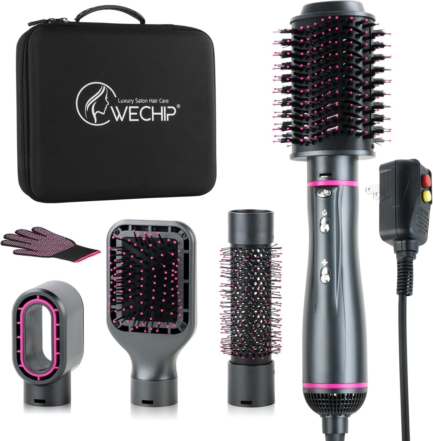 Hair Dryer Brush, 4 in 1 One Step Professional Hot Air Brush for Curling Drying Straightening Combing, [Ceramic Coating][Negative Ion] Volumizing Blow Dryer Brush