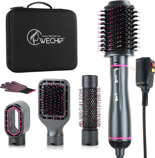Hair Dryer Brush, 4 in 1 One Step Professional Hot Air Brush for Curling Drying Straightening Combing, [Ceramic Coating][Negative Ion] Volumizing Blow Dryer Brush