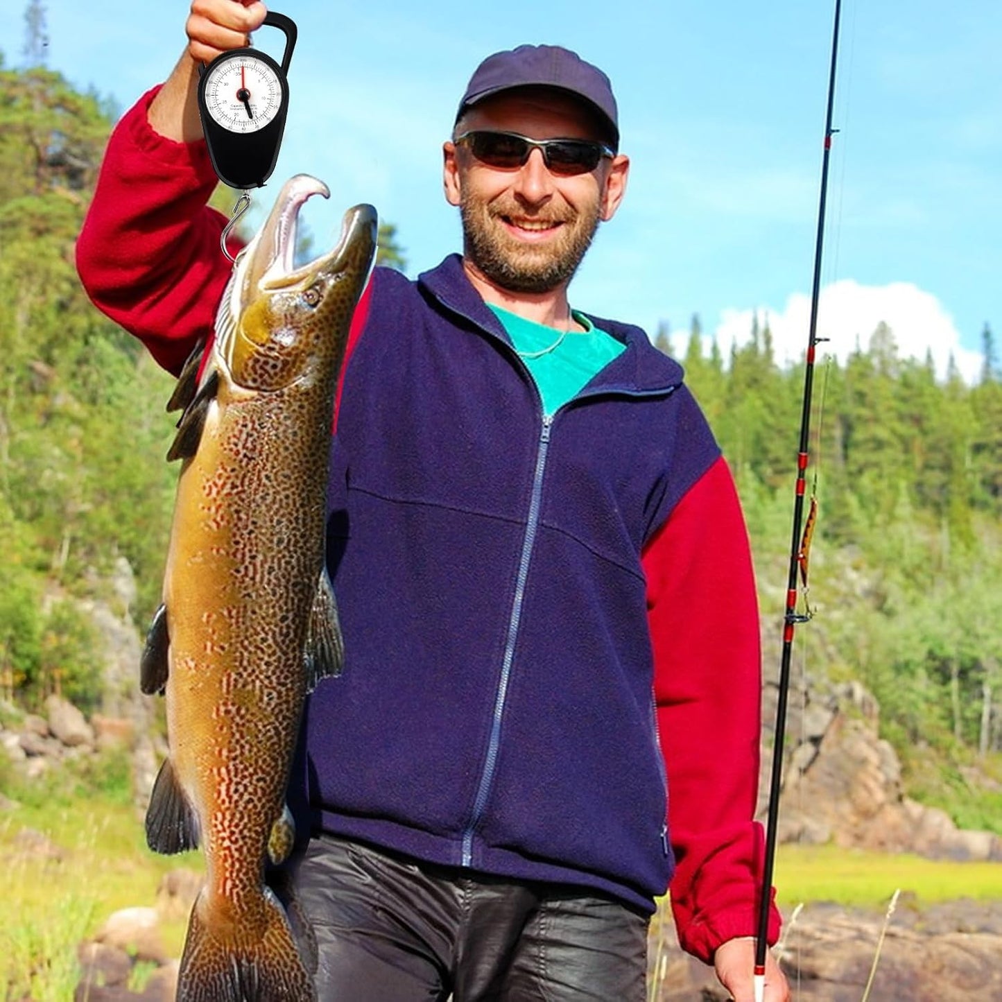 2PC Portable Luggage Weight Scale with Hook Fishing Hanging Scale Mechanical Kitchen, Multi-Purpose Travel Suitcase Scale with Tape Measure (80 Lbs)