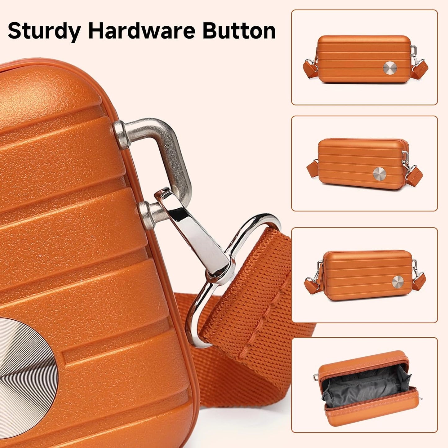 Somago Hard Shell Suitcase Handbag with Adjustable Strap Mini Cosmetic Handbag Cell Phone Purse Bag for 6.9" Shoulder Bag(Sunset Orange)