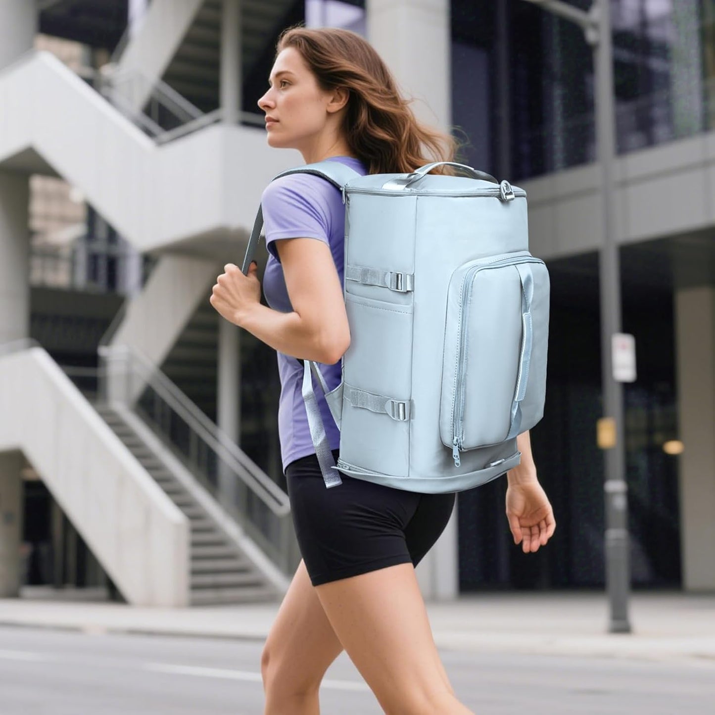 Gym Bag with Shoes Compartment - Duffle Bag for Men and Women, Travel Backpack Weekender Overnight Bag, Sports Bag with Wet Pocket Blue - MIYCOO