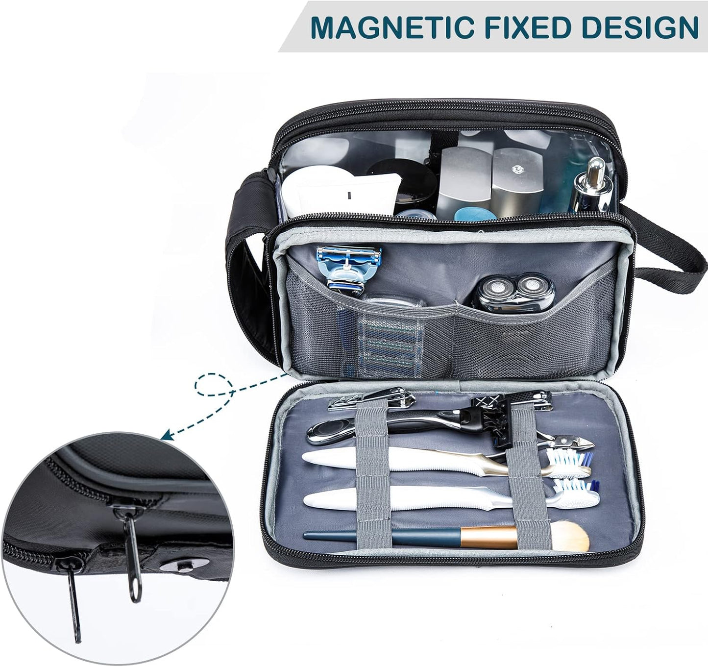 BAGSPRITE Large Toiletry Bag for Men, Women Travel Bag with Hanging Hook, Water-resistant Makeup Cosmetic Bag Shaving Kit Organizer, Bathroom Bag for Traveling