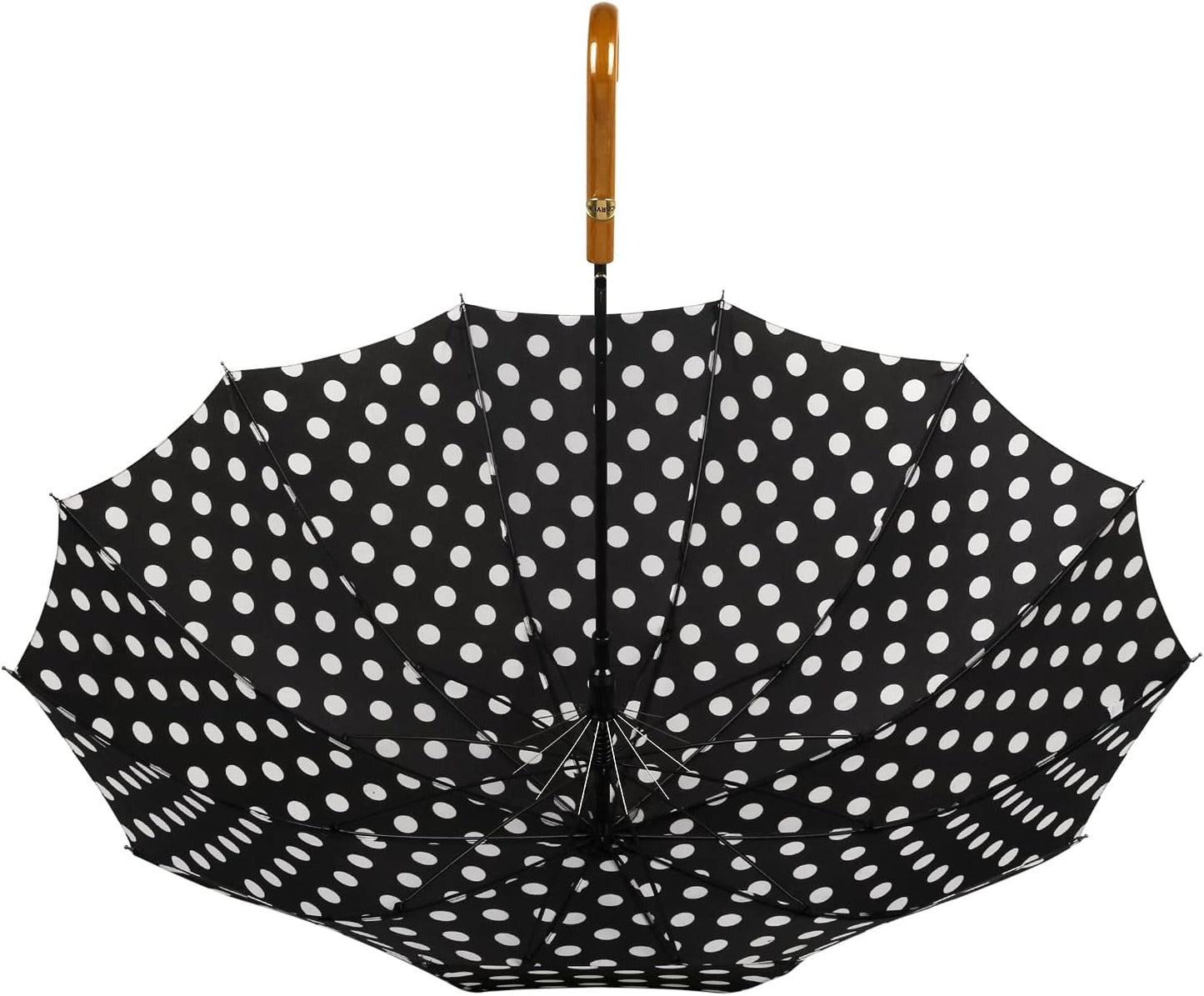 Agaric Classic Wooden Hook Handle J Stick Umbrella Auto Open Windproof Umbrella for Women (Black)