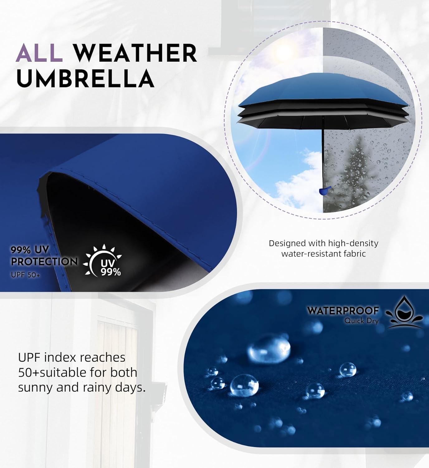 Travel Mini Umbrella Compact Small & Lightweight, UV Rain Protection, Pocket-Sized Folding Umbrellas with Quickdraw & Case for Men Women & Kids Backpack