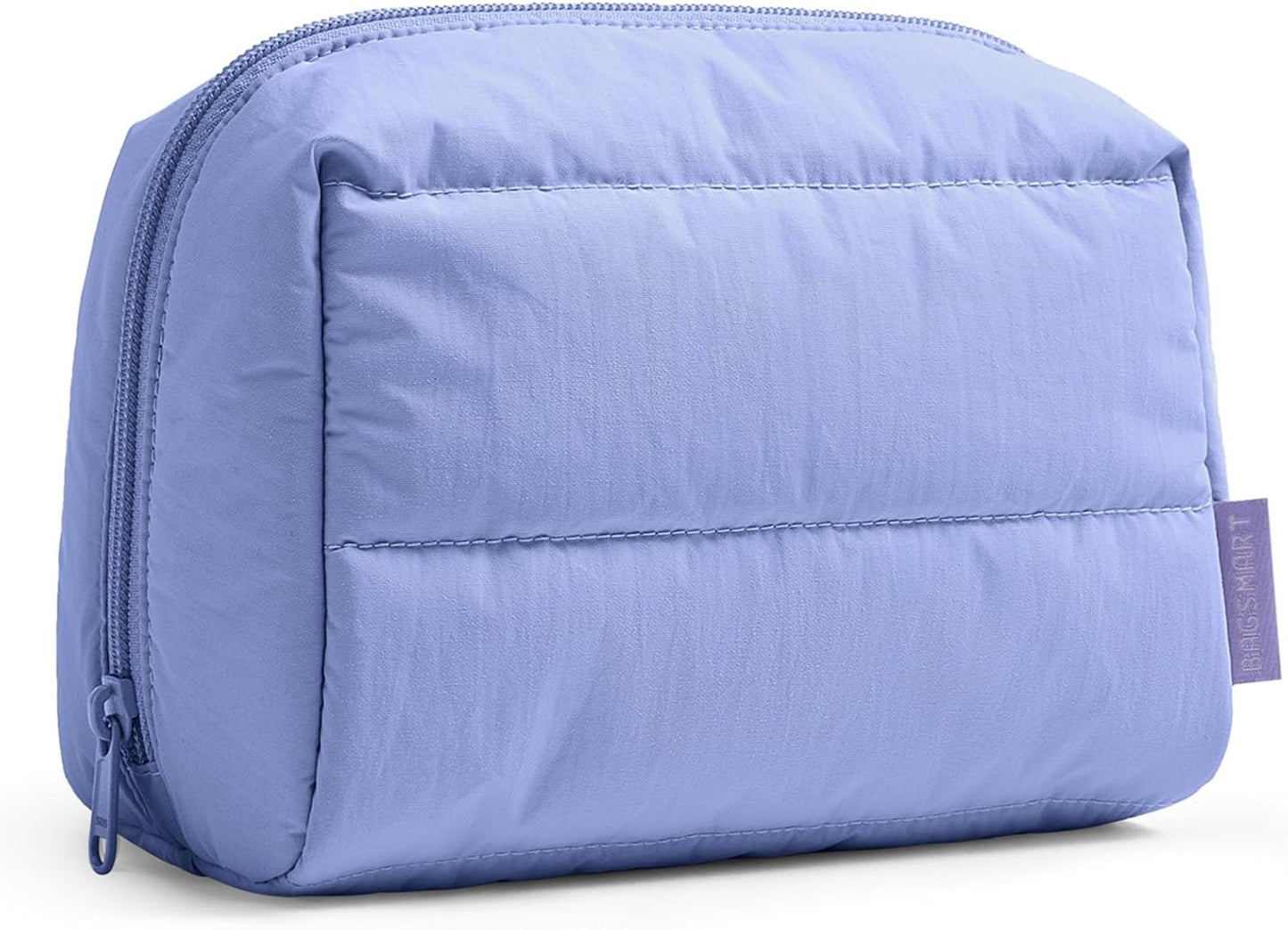 BAGSMART Puffy Makeup Bag, Wide Opening Cosmetic Bag Compact & Spacious, Water-Resistant Travel Organizer Pouches for Women (Lavender)