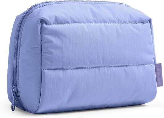 BAGSMART Puffy Makeup Bag, Wide Opening Cosmetic Bag Compact & Spacious, Water-Resistant Travel Organizer Pouches for Women (Lavender)