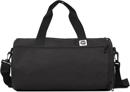 Gym Duffle Bag for Men & Women with Wet & Shoe Separated Compartment, 16 Inch and 16L Small Duffle Bag for travel Carry On, Swimming, Workout. Black