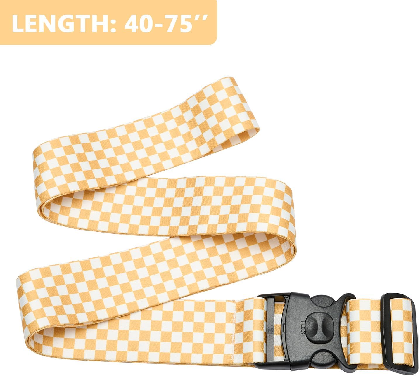 2 Pack 75'' x 2'' Adjustable Luggage Straps for Suitcase Belt Travel Bag Packing Straps Accessories (Yellow Plaid)
