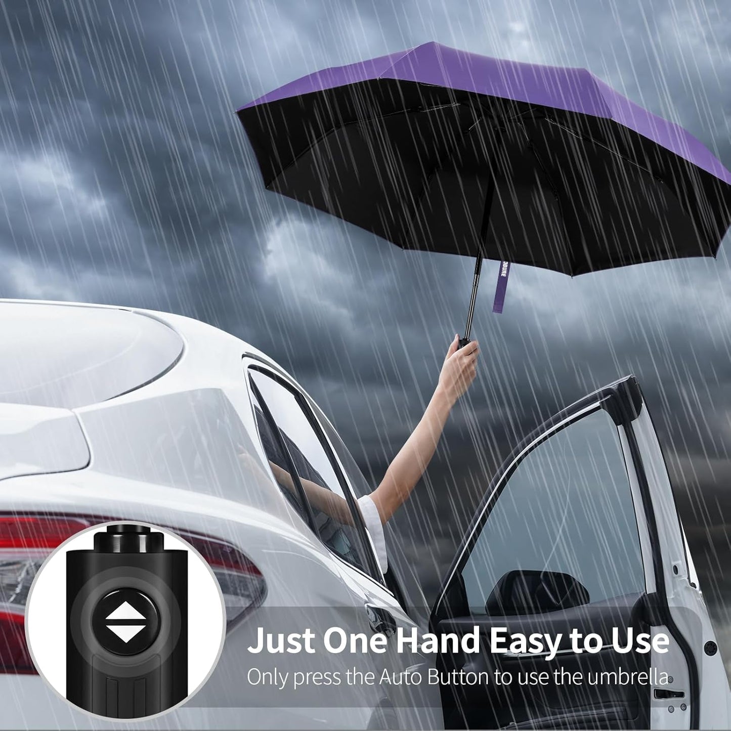 Yoobure Windproof Travel Umbrella - Automatic Umbrellas for Rain, Compact Folding Umbrella with UV Protection, Lightweight Portable Design for Backpack/Walking/Car, Sun & Storm Ready