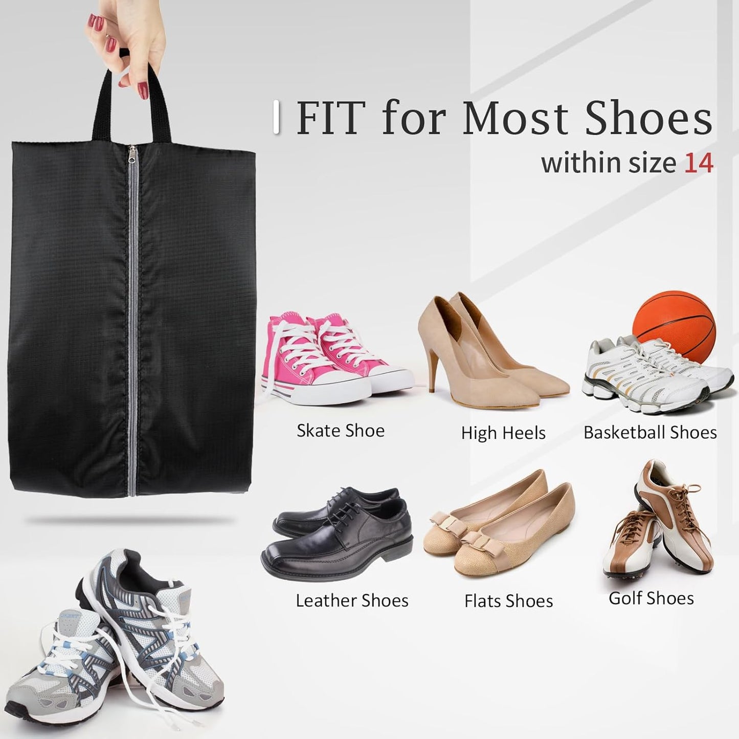 Shoe Bags for Packing, Set of 6 Large Colorful Waterproof Portable Shoe Bags with Zipper - Travel Essentials for Women and Men