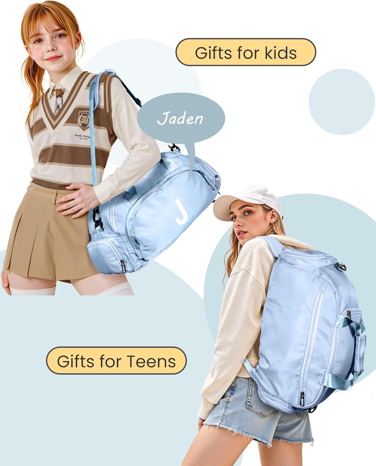 Carry on Travel Duffel, Initial Gym Bags with Shoe Compartment, Dance Bag for Girls, Monogram Kid Overnight Bags, Trendy Duffle Tote-Perfect for Ballet Sport Gymnastics Cheer (Letter V)