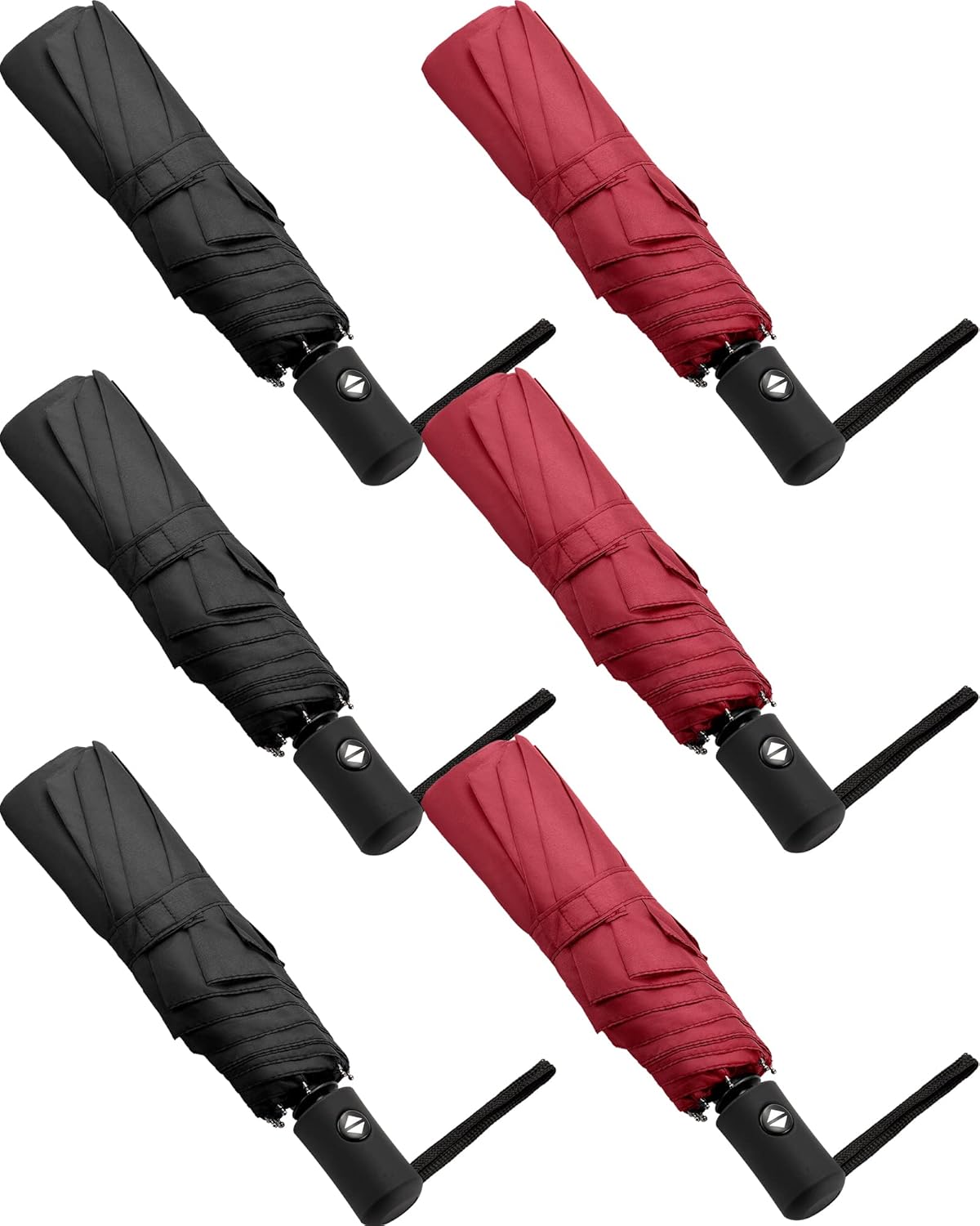 Reginary 6 Pack Umbrella Bulk Windproof Travel for Rain Automatic Open and Close Umbrella Collapsible Folding Rain Backpack Portable for Men Women