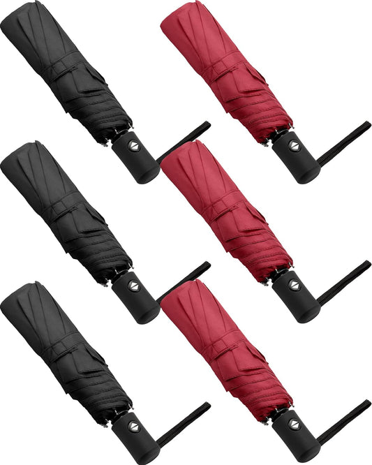 Reginary 6 Pack Umbrella Bulk Windproof Travel for Rain Automatic Open and Close Umbrella Collapsible Folding Rain Backpack Portable for Men Women