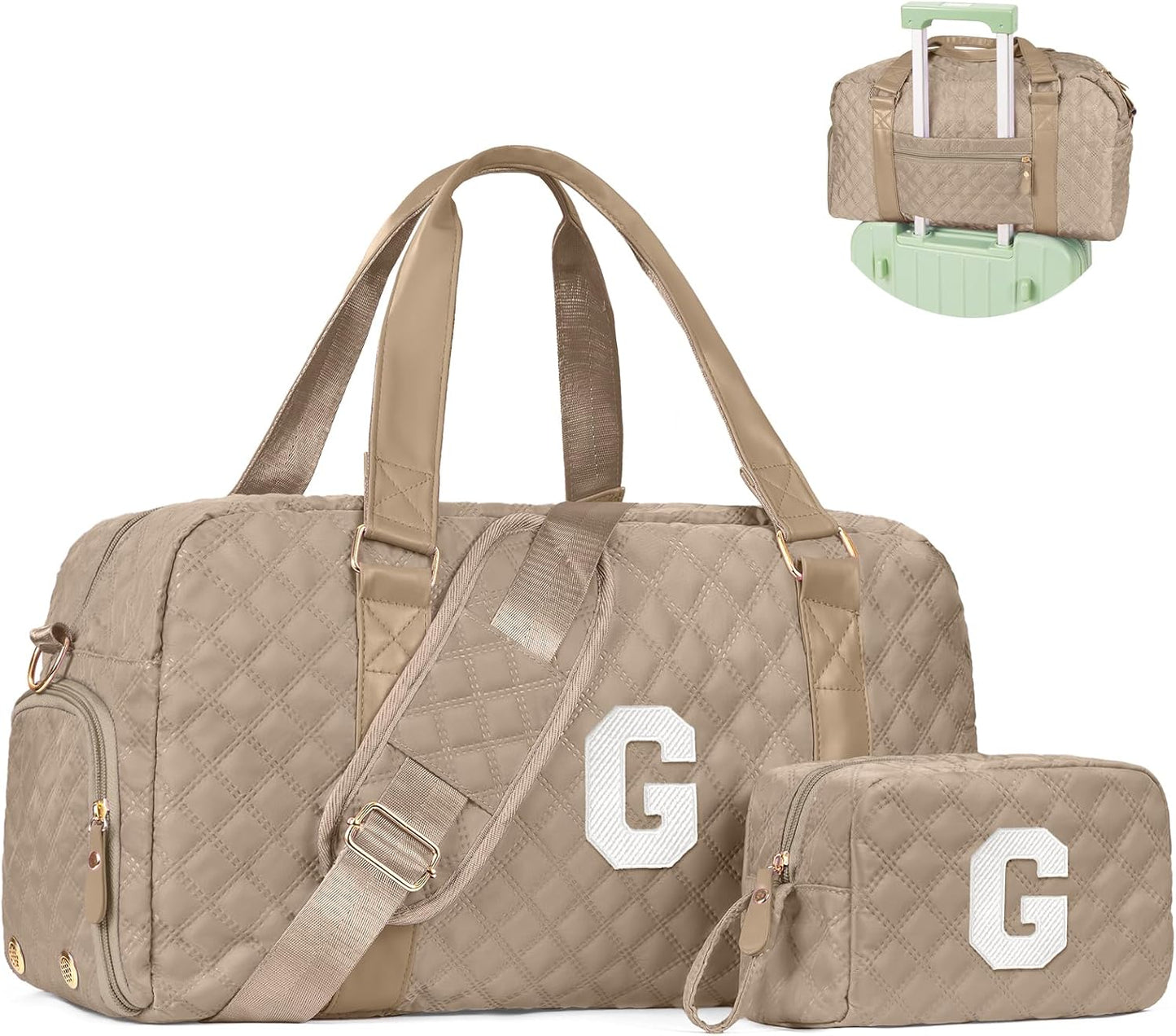 Monogram Duffle Bag Women Girls Gift: Initial Overnight bags, Dance Cheer bag Sports for Girl, Kid Gymnastics Bags, Birthday Gifts for Women Girls Kids Teens Mom Teacher