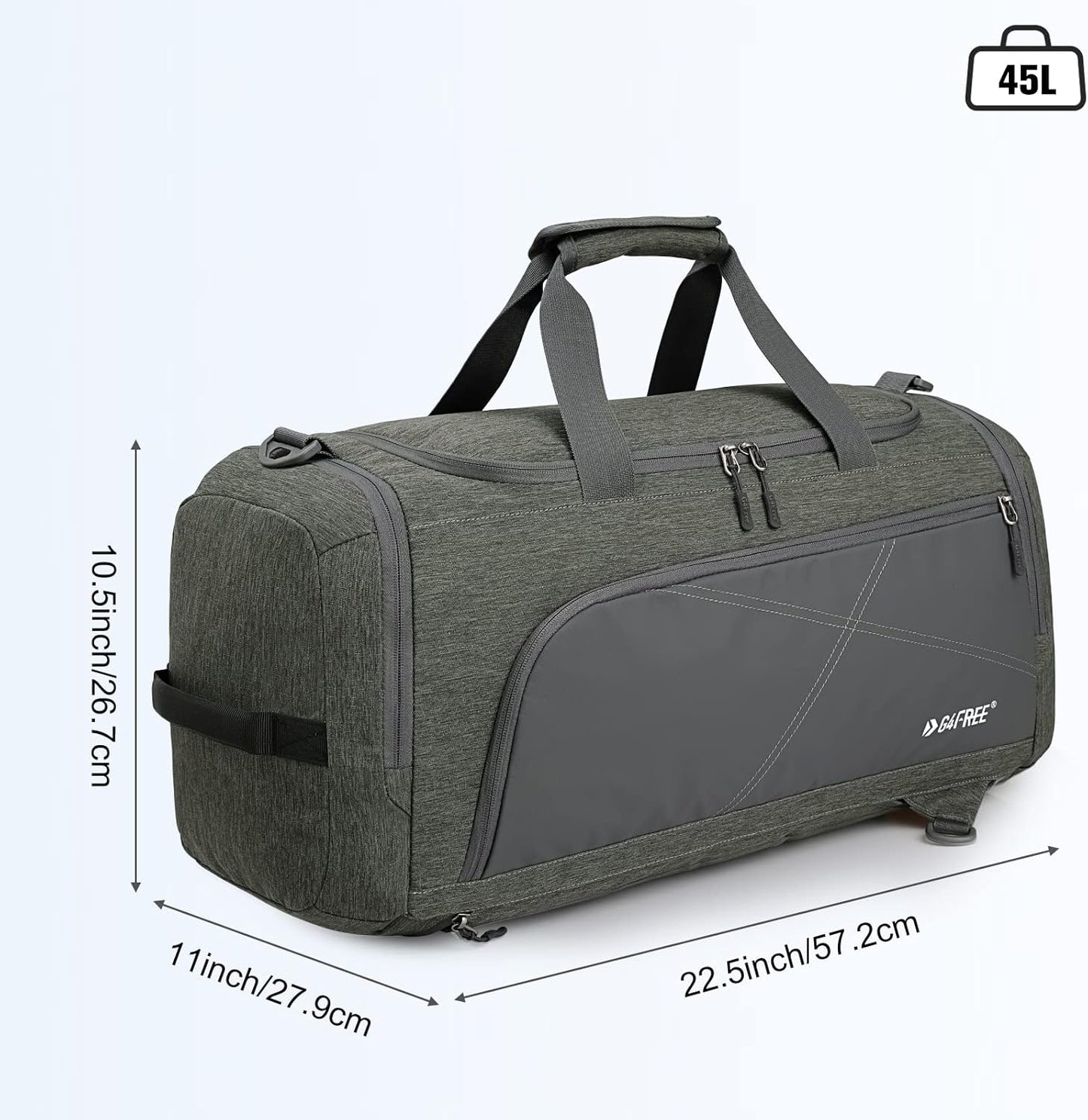 G4Free 45L/60L 3-Way Duffle Backpack Gym Bag with Wet Pocket & Shoes Compartment Sports Travel Weekender Overnight Duffel Bag